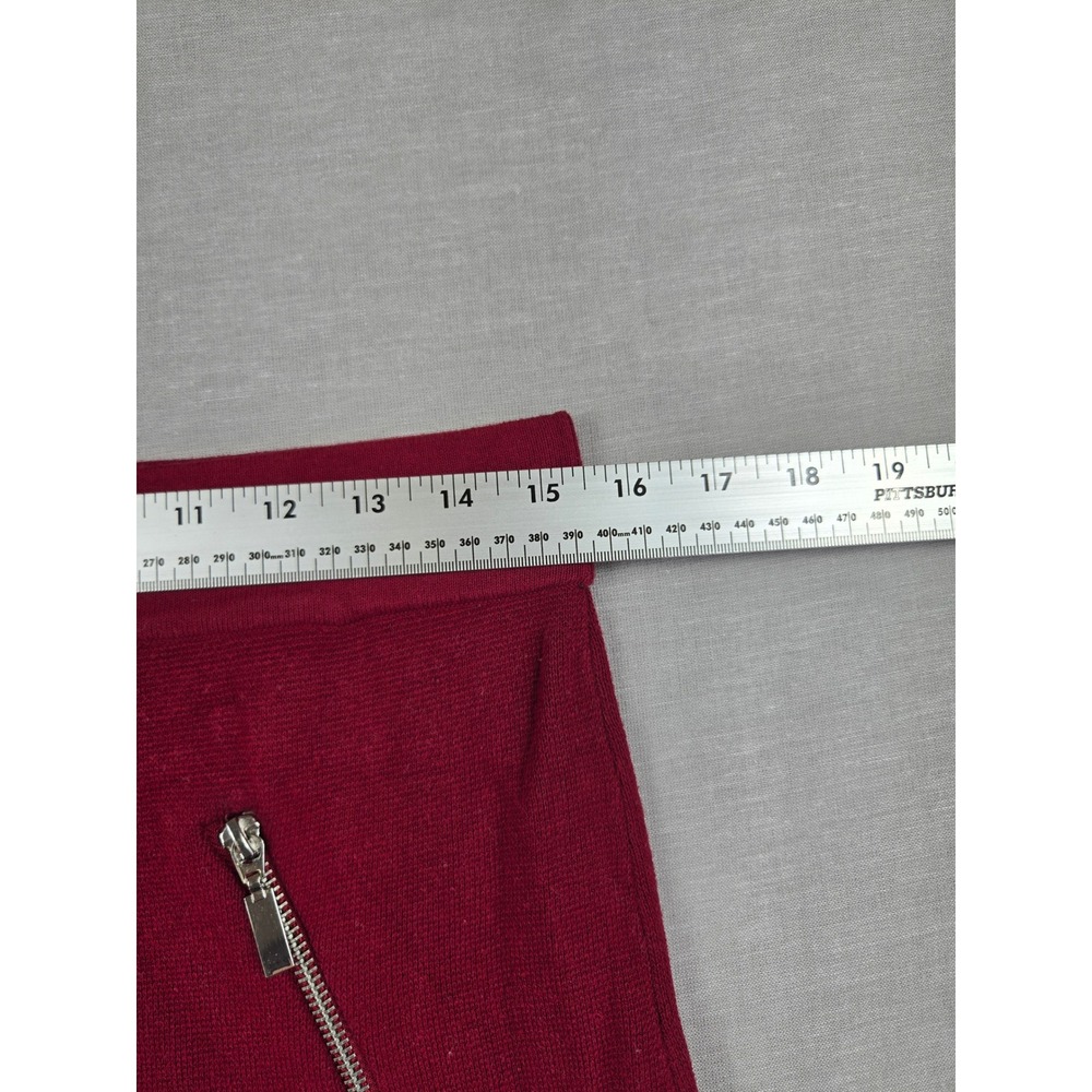 Alfani Womens XS Burgundy Red Knit Mini Skirt Zipper Accents Cotton Blend 2790 - Picture 4 of 9